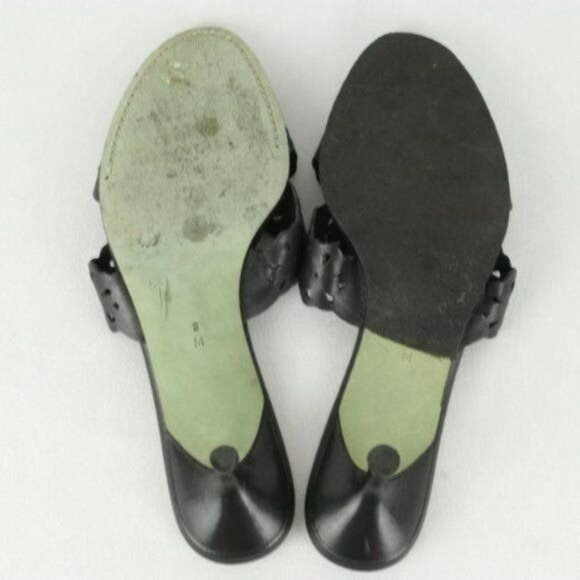 Donald J. Pliner Women's Size 8 Black Lazer Cut Cross Strap Leather Mule Sandals - Picture 6 of 11